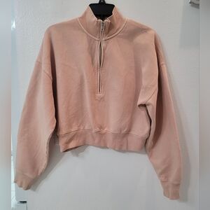 Aritzia Wilfred Free Half Zip Crop Sweatshirt Women's Peach Size M